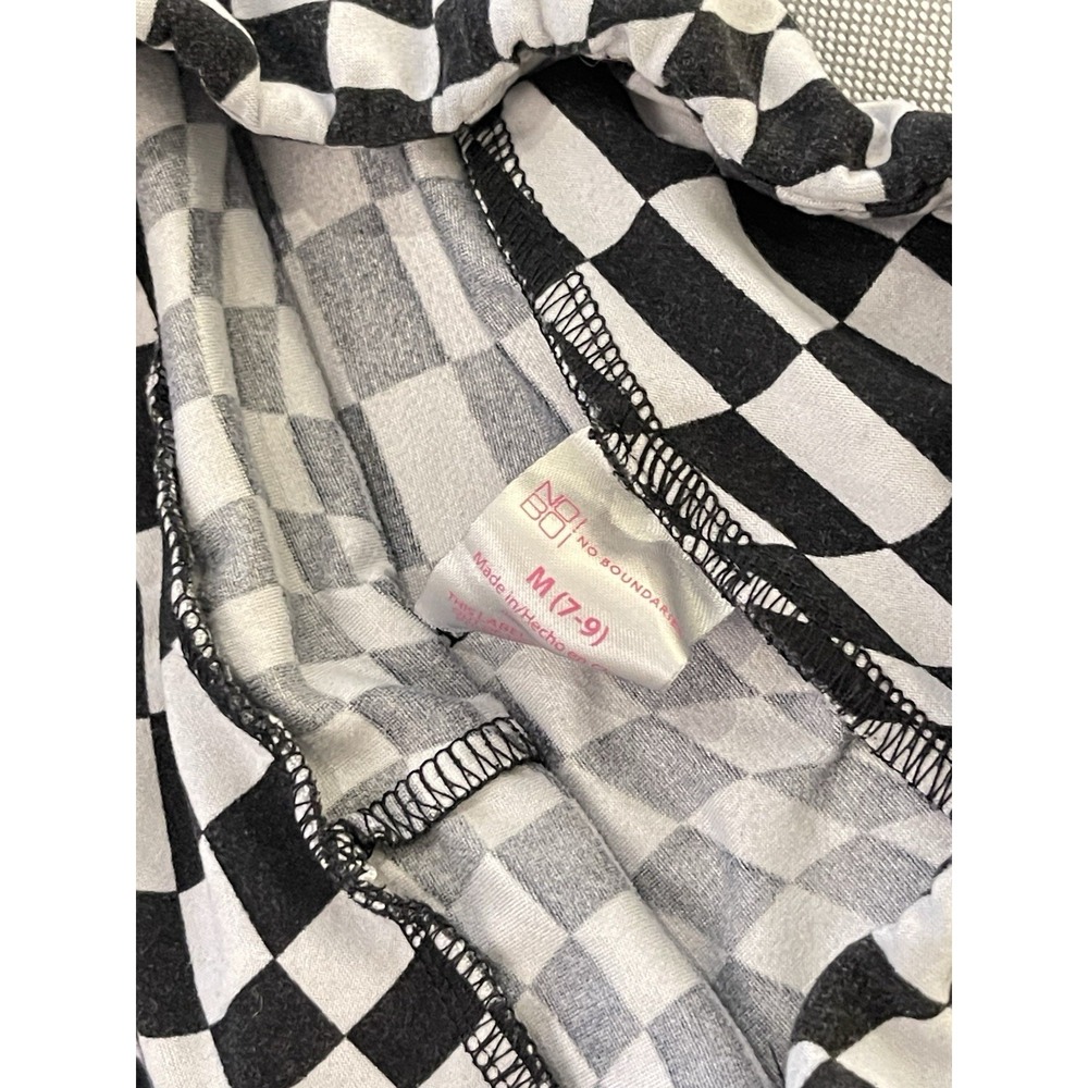 Black‎ White Checkered Flare Pants Y2K Stretch Groovy No Boundaries Medium - Picture 2 of 7